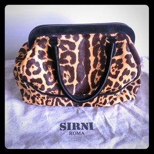 cheetah print leather Italian handbag NWOT